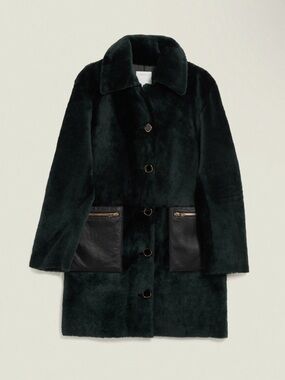 Sandro Mid-length sheepskin coat with Black  Pockets
